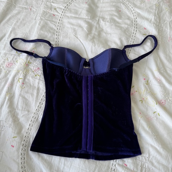 Stunning Y2K Velvet Corset Bustier Top in Deep Purple/Blue - Picture 7 of 9